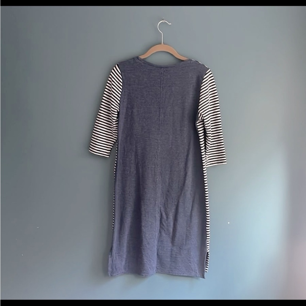 Hinge navy blue and white striped, 3/4 sleeve, sweater dress women’s size XS - Picture 2 of 3